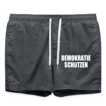 demokratie schützen - Badeshorts - Anthrazit - Vorne - AI Model Male 185 light (185cm)