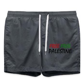 Free palestine - Short de bain - charbon - Devant - AI Model Male 185 light (185cm)