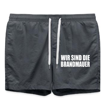 wir sind die brandmauer - Badeshorts - Anthrazit - Vorne - AI Model Male 185 light (185cm)