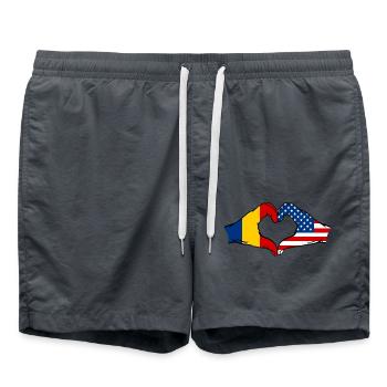 Forme de coeur Roumanie USA avec les mains - Short de bain - charbon - Devant - AI Model Male 185 light (185cm)