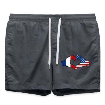 France USA Forme de coeur avec les mains - Short de bain - charbon - Devant - AI Model Male 185 light (185cm)