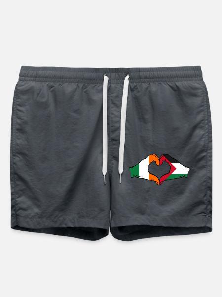 Irland Palästina Herzform mit Hände - Badeshorts - Anthrazit