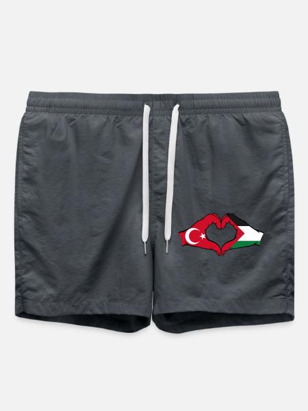Turkey Palestine Heart Shape with Hands - Swim Trunks - anthracite