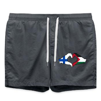Finlande Palestine forme de coeur avec les mains - Short de bain - charbon - Devant - AI Model Male 185 light (185cm)