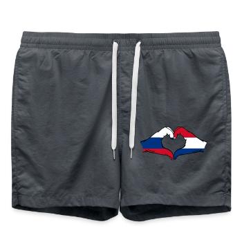 Russland Holland Herzform mit Hände - Badeshorts - Anthrazit - Vorne - AI Model Male 185 light (185cm)