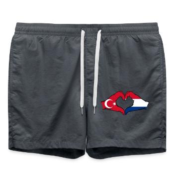 Forme de coeur Türkiye Holland avec mains - Short de bain - charbon - Devant - AI Model Male 185 light (185cm)