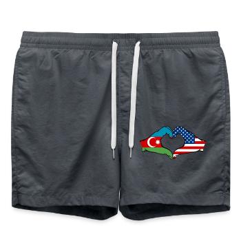 Azerbaijan USA Heart Shape with Hands - Swim Trunks - anthracite - Front - AI Model Male 185 light (185cm)