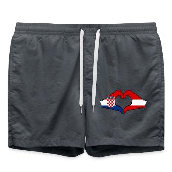 Croatie Autriche forme de coeur avec les mains - Short de bain - charbon - Devant - AI Model Male 185 light (185cm)