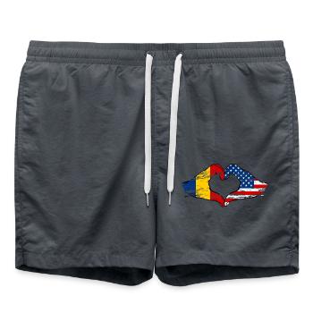 Forme de coeur Roumanie USA avec mains utilisées - Short de bain - charbon - Devant - AI Model Male 185 light (185cm)