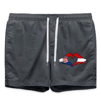 Croatie Autriche Forme de coeur avec les mains utilisées - Short de bain - charbon - Devant - AI Model Male 185 light (185cm)