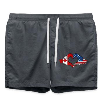 Canada USA heart shape with hands used - Swim Trunks - anthracite - Front - AI Model Male 185 light (185cm)