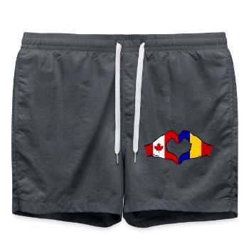 Canada Roumanie coeur en forme de mains - Short de bain - charbon - Devant - AI Model Male 185 light (185cm)