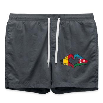 Belgium Azerbaijan Heart Shape with Hands Used - Swim Trunks - anthracite - Front - AI Model Male 185 light (185cm)