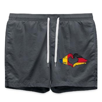 Roumanie Allemagne Forme de coeur avec les mains utilisées - Short de bain - charbon - Devant - AI Model Male 185 light (185cm)
