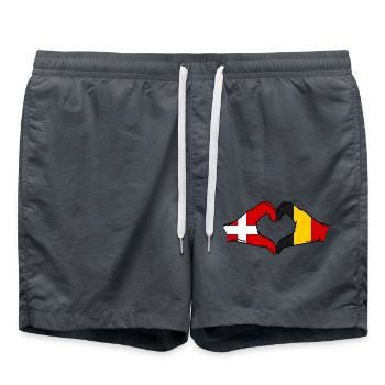 Danemark Belgique Forme de coeur avec les mains - Short de bain - charbon - Devant - AI Model Male 185 light (185cm)