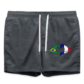 Brésil France Drapeau Aiguilles Coeur Forme D’occasion - Short de bain - charbon - Devant - AI Model Male 185 light (185cm)