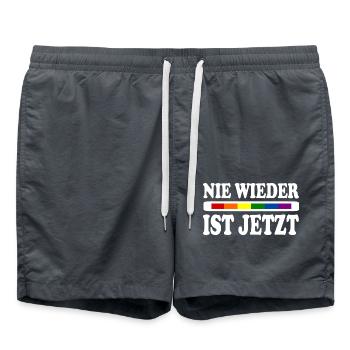 Nie wieder ist jetzt - Badeshorts - Anthrazit - Vorne - AI Model Male 185 light (185cm)