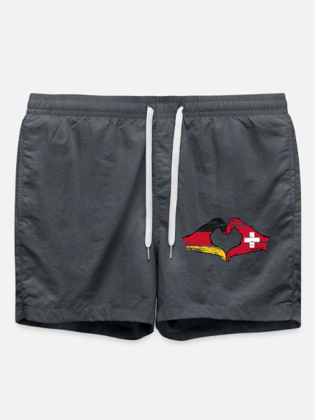 Deutschland Schweiz Flagge Hände Herzform used - Badeshorts - Anthrazit