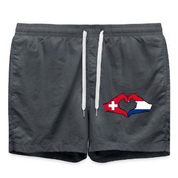 Suisse Hollande Drapeau Aiguilles Forme Coeur - Short de bain - charbon - Devant - AI Model Male 185 light (185cm)