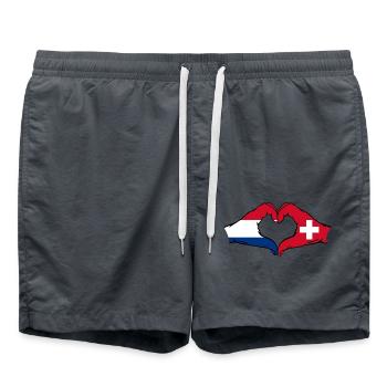 Hollande Suisse Drapeau Aiguilles Forme Coeur - Short de bain - charbon - Devant - AI Model Male 185 light (185cm)