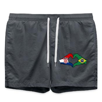 Croatie Brésil Drapeau Mains Coeur Forme - Short de bain - charbon - Devant - AI Model Male 185 light (185cm)
