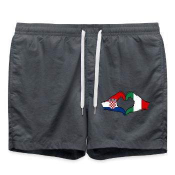 Croatie Italie Drapeau Aiguilles Forme De Coeur - Short de bain - charbon - Devant - AI Model Male 185 light (185cm)