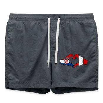 Croatia Peru Flag Hands Heart Shape Used - Swim Trunks - anthracite - Front - AI Model Male 185 light (185cm)