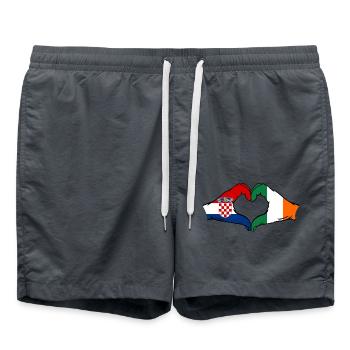 Croatie Irlande Drapeau Mains Forme De Coeur - Short de bain - charbon - Devant - AI Model Male 185 light (185cm)