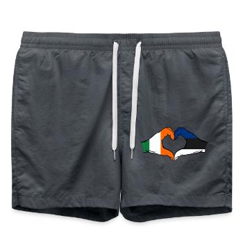 Irlande Estonie Drapeau Mains Coeur Forme - Short de bain - charbon - Devant - AI Model Male 185 light (185cm)