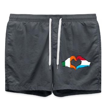 Irlande Drapeau du Luxembourg Aiguilles En Forme De Coeur - Short de bain - charbon - Devant - AI Model Male 185 light (185cm)