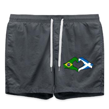 Brazil Scotland Flag Hands Heart Shape - Swim Trunks - anthracite - Front - AI Model Male 185 light (185cm)