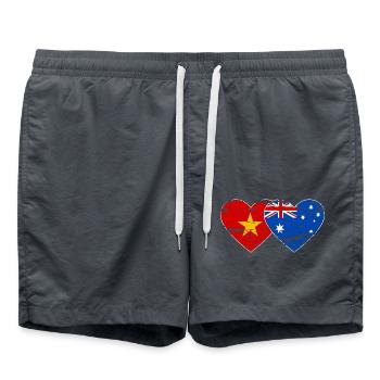 Vietnam Australie Drapeau Coeur Utilisé - Short de bain - charbon - Devant - AI Model Male 185 light (185cm)