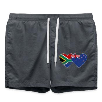 Afrique du Sud Nouvelle-Zélande drapeau coeur utilisé - Short de bain - charbon - Devant - AI Model Male 185 light (185cm)