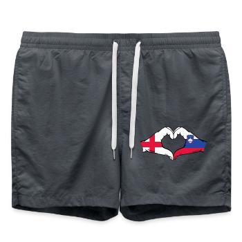 Angleterre Slovénie Drapeau Mains Coeur - Short de bain - charbon - Devant - AI Model Male 185 light (185cm)
