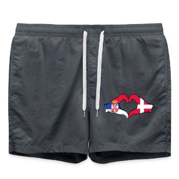Serbie Danemark Drapeau Mains Coeur Forme - Short de bain - charbon - Devant - AI Model Male 185 light (185cm)