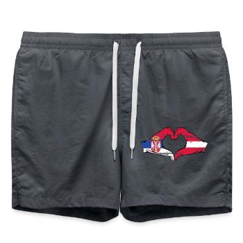 Serbie Lettonie Drapeau Mains Coeur Forme Utilisé - Short de bain - charbon - Devant - AI Model Male 185 light (185cm)