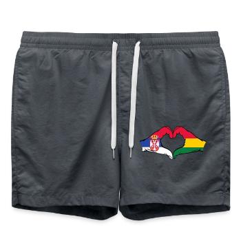Serbie Bolivie Drapeau Mains Coeur Forme - Short de bain - charbon - Devant - AI Model Male 185 light (185cm)