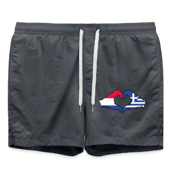 Hollande Grèce Drapeau Mains Coeur - Short de bain - charbon - Devant - AI Model Male 185 light (185cm)