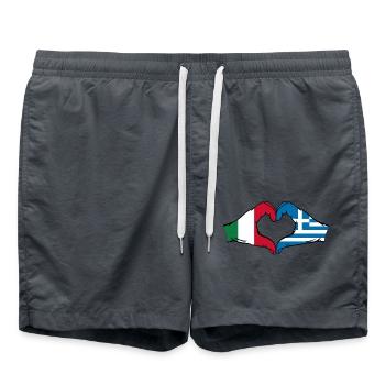 Italy Greece Flag Hands Heart Shape - Swim Trunks - anthracite - Front - AI Model Male 185 light (185cm)