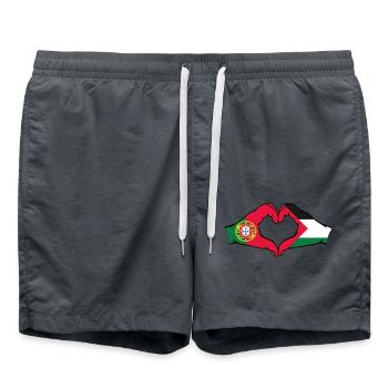 Portugal Palestine Drapeau Mains Coeur Forme - Short de bain - charbon - Devant - AI Model Male 185 light (185cm)