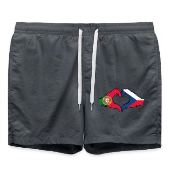 Portugal Tschechien Flagge Herzform - Badeshorts - Anthrazit - Vorne - AI Model Male 185 light (185cm)