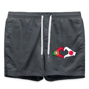Portugal Japon Drapeau Coeur Forme - Short de bain - charbon - Devant - AI Model Male 185 light (185cm)