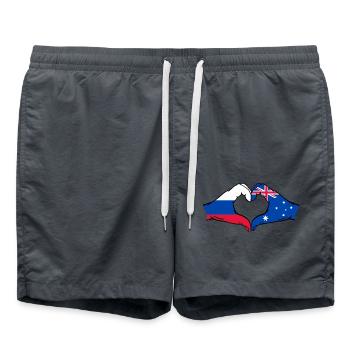 Forme de coeur du drapeau de la Russie et de l’Australie - Short de bain - charbon - Devant - AI Model Male 185 light (185cm)