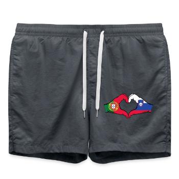 Portugal Slowenien Flagge Herzform - Badeshorts - Anthrazit - Vorne - AI Model Male 185 light (185cm)