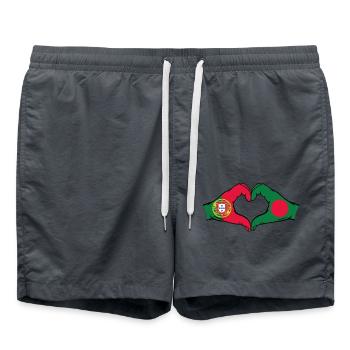 Portugal Bangladesh flag heart shape - Swim Trunks - anthracite - Front - AI Model Male 185 light (185cm)