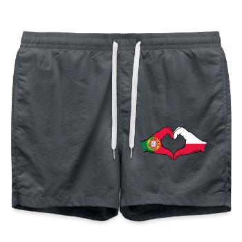 Portugal Polen Flagge Herzform - Badeshorts - Anthrazit - Vorne - AI Model Male 185 light (185cm)