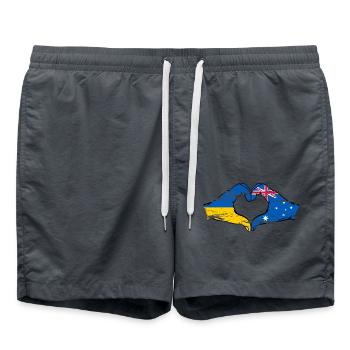 Drapeau de l’Ukraine Australie Forme Coeur Utilisé - Short de bain - charbon - Devant - AI Model Male 185 light (185cm)