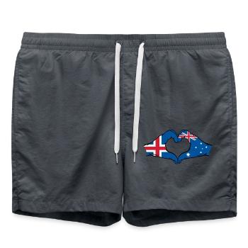 Islande Australie Drapeau Forme Coeur - Short de bain - charbon - Devant - AI Model Male 185 light (185cm)