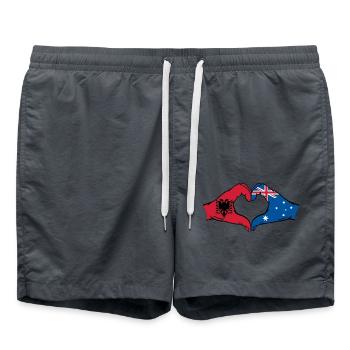 Albanie Australie Drapeau Coeur Forme - Short de bain - charbon - Devant - AI Model Male 185 light (185cm)