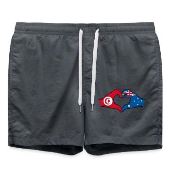 Tunisie Australie Drapeau Coeur Forme - Short de bain - charbon - Devant - AI Model Male 185 light (185cm)